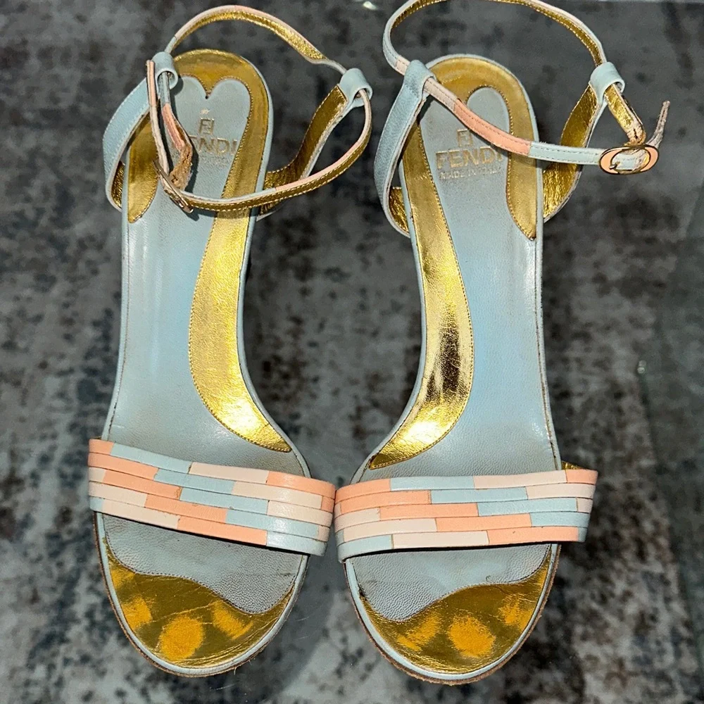 Vintage Fendi Woven Strap Wedge Sandals circa 2002‎ womens size 8.5 - Picture 3 of 6